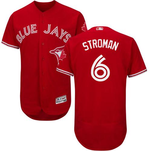Blue Jays #6 Marcus Stroman Red Flexbase Authentic Collection Canada Day Stitched MLB Jersey - Click Image to Close